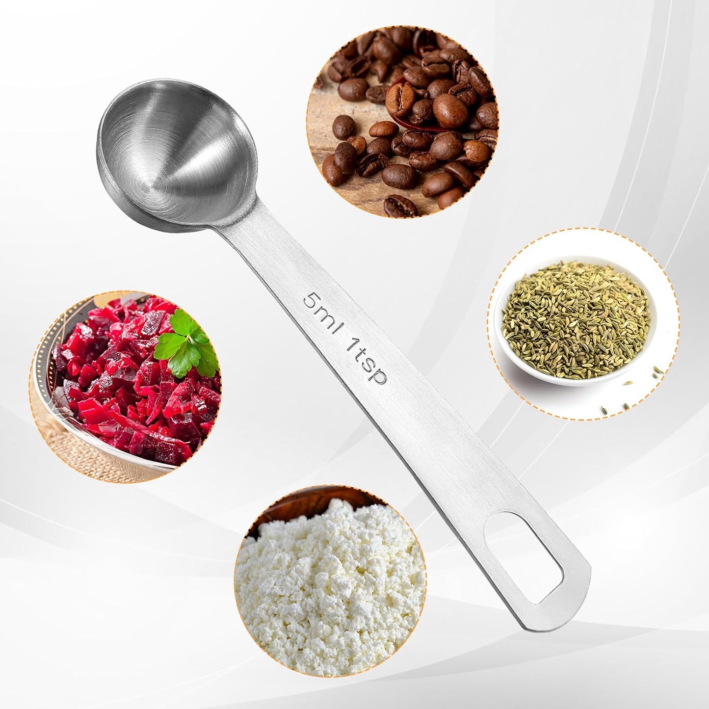 Lusofie 2 Pcs 1 Teaspoon Measuring Spoons 5ml Mini Spoons Stainless Steel Measuring Spoons For Kitchen Cooking Spoon Coffee Spoon (Silver)