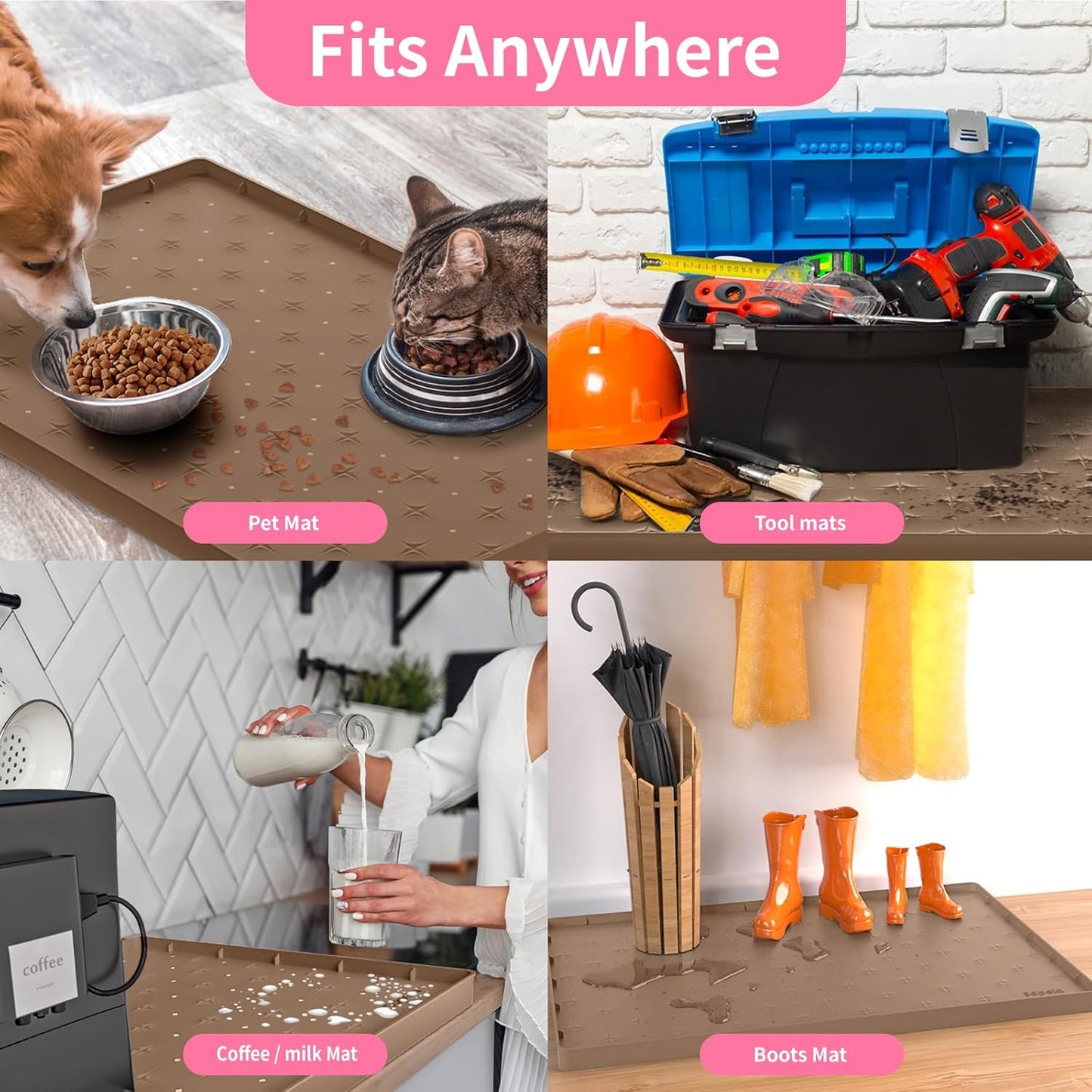 Sdpeia Under Sink Mat for [28" x 19"] Cabinet, Upgraded Silicone Waterproof Mat Kitchen Cabinet Liner Cabinet Protector Kitchen Organizers and Storage