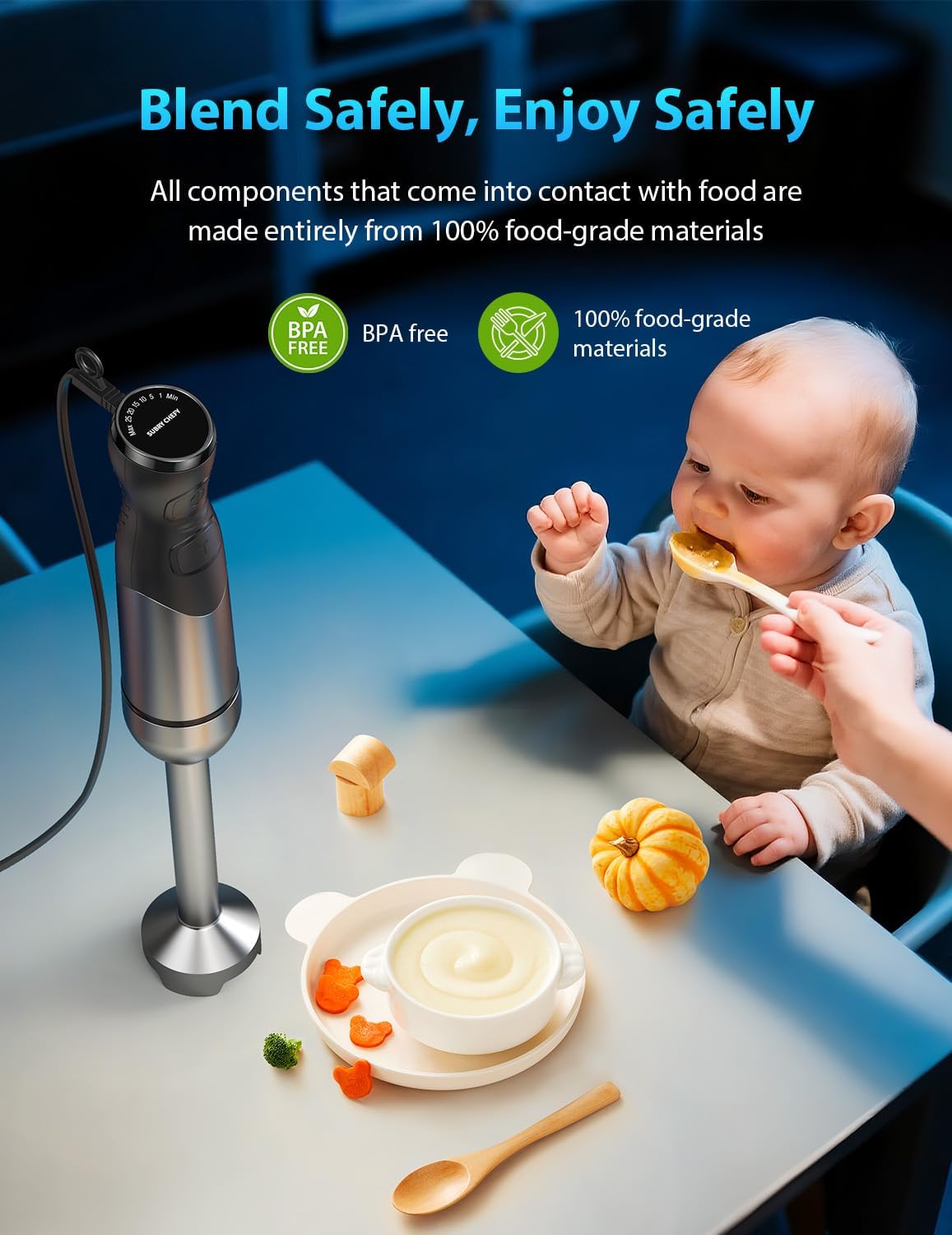 2025 New 1000W Immersion Blender Handheld – 25-Speed, Stainless Steel, Hand Blender, Corded Hand Mixer with Heavy-Duty Copper Brushless Motor & Gift Box