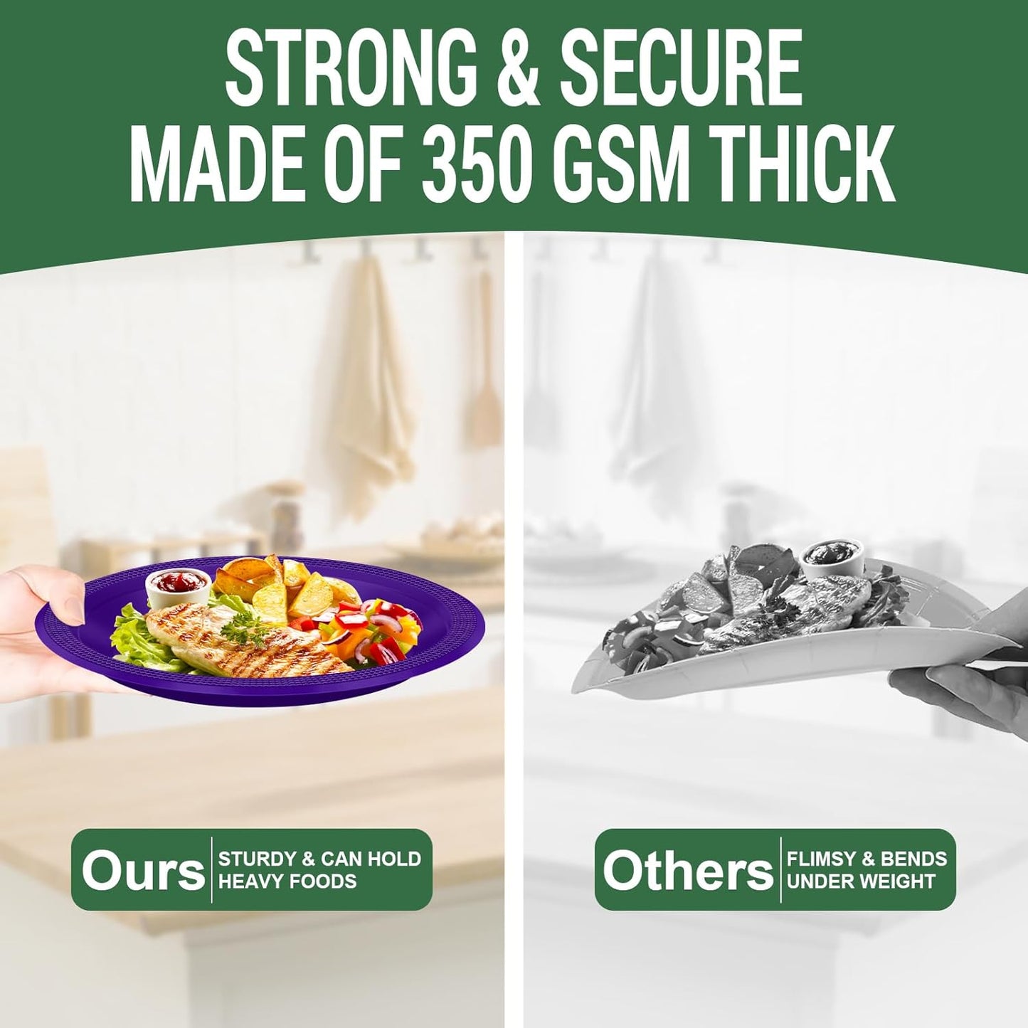 50 Purple Plastic Plates For Party, Includes 25-9" & 25-7" Cake Dessert Plastic Dinner Plates Disposable For Party Supplies