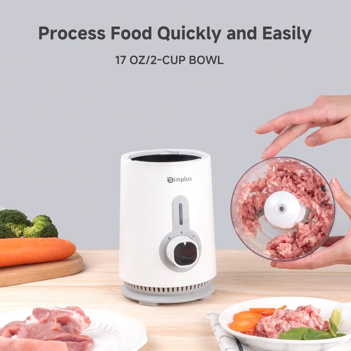 Simplus 3 in 1 Blender and Food Processor Combo for Kitchen, Small Electric Food Chopper, Meat and Vegetable Grinder, 380W High Speed 5 Cup Blenders with 2 Speeds and Pulse for Smoothies and Shakes