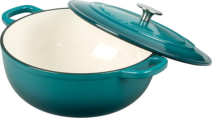 Enameled Cast Iron Dutch Oven Pot with Lid for Sourdough Bread Baking, Bread Dutch Ovens, Cooking Pots, 5 Quart, Darkcyan