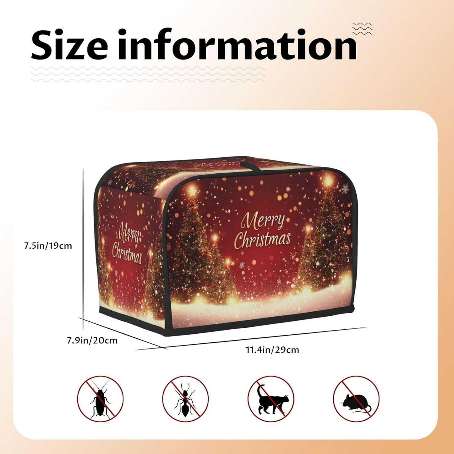 Toaster Cover 2 Slice Red Christmas Tree Snow Winter Kitchen Small Appliance Covers with Pockets Dust and Fingerprint Protection