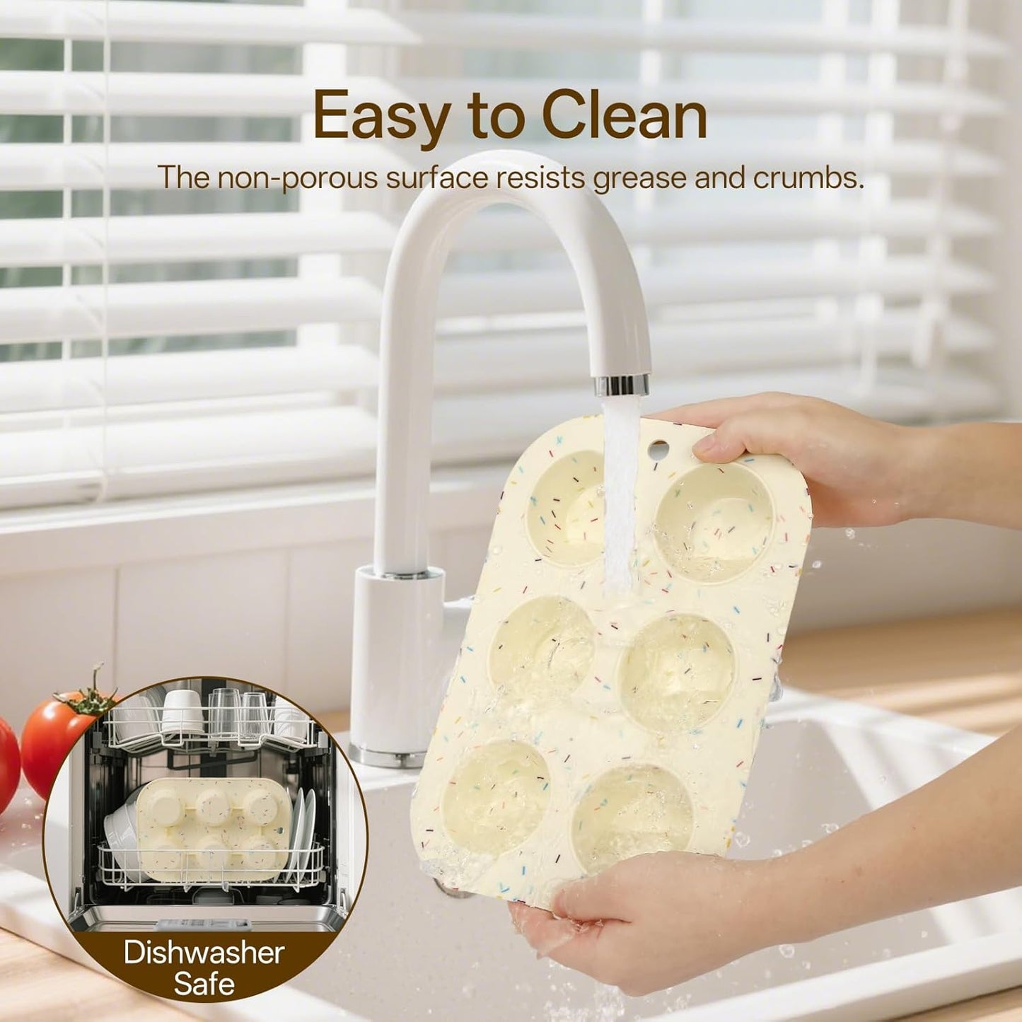 2 Pack Silicone Muffin Pan for Baking, Regular Size Nonstick Cupcake Pan, 6-Cup Silicone Muffin Tin BPA Free Dishwasher Safe, Great for Muffin Cupcake Brownie Egg Tart