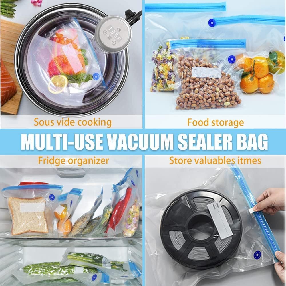 Super Large Sous Vide Bags12pcs kit,BPA Free Reusable Vacuum Sealer Bags and 3pcs Sealing Clips for Food Storage and Sous Vide Cooking(11.8x13.4in/30x34cm)