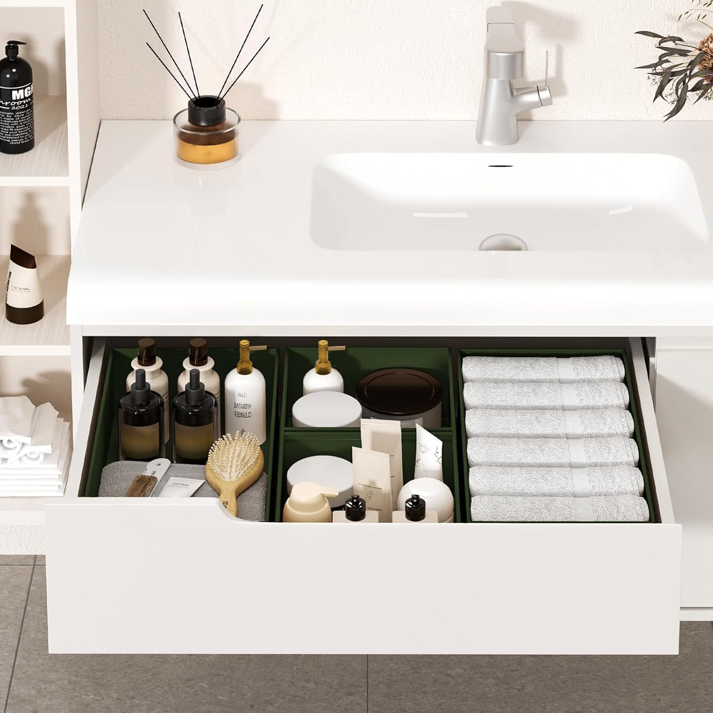 DIMJ Drawer Organizer Clothes Storage - 18 Pack Baby Dresser Organizer for Nursery, Foldable Closet Drawer Organizer Bins for Bedroom Organization, Fabric Storage Dividers for Socks, Underwears, Green