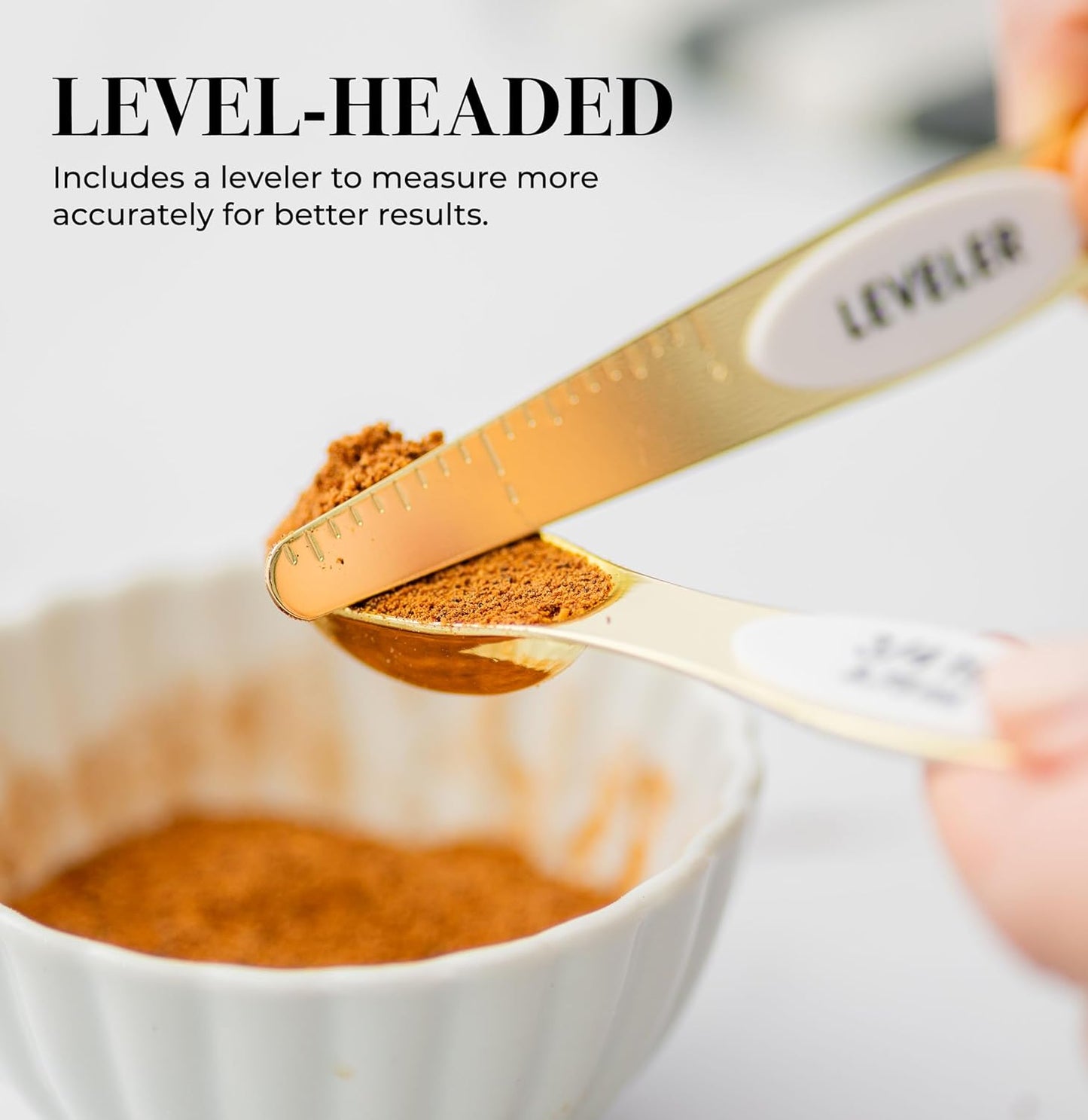 White and Gold Magnetic Measuring Spoons – Stainless Steel Double Sided Measuring Spoons for Cooking and Baking – Cute White and Gold Kitchen Accessories, Ideal for Gifting