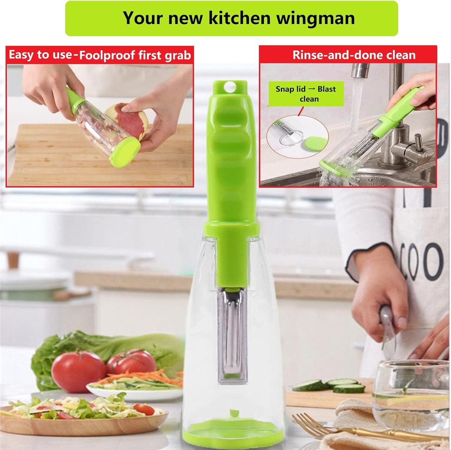 Vegetable peelers for kitchen, Potato Peeler, Fruit Carrot Veggie Peelers Built-in peel catcher, Peeler with Ergonomic Non-Slip Handle,Dishwasher safe for home, office and camping(Red)