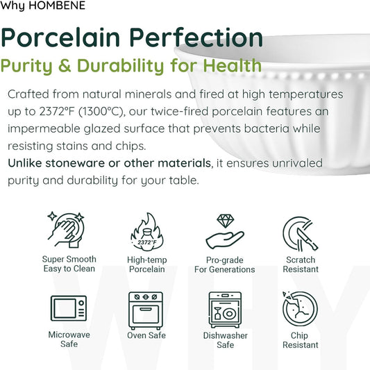 White Porcelain Fruit Bowls, 4.7 Inch Serving Bowls,Ice Cream Bowl, Kitchen Bowl Set, Microwave and Dishwasher Safe, Set of 6