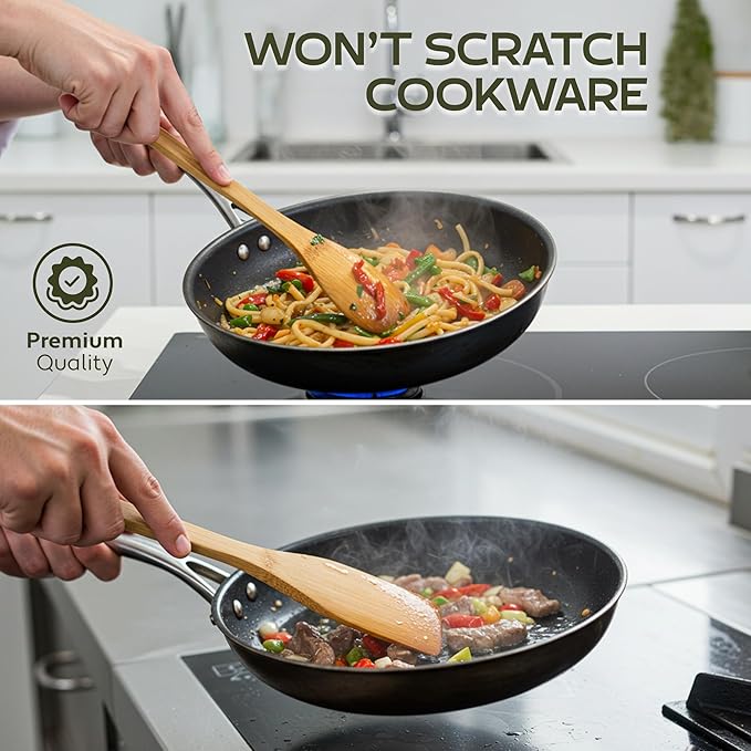 Wooden Spoons for Cooking - 6-Piece Wooden Utensil Set with Spatulas & Spoons, Heat-Resistant, Eco-Friendly Kitchen Utensils for Non-Stick Cookware (Love)