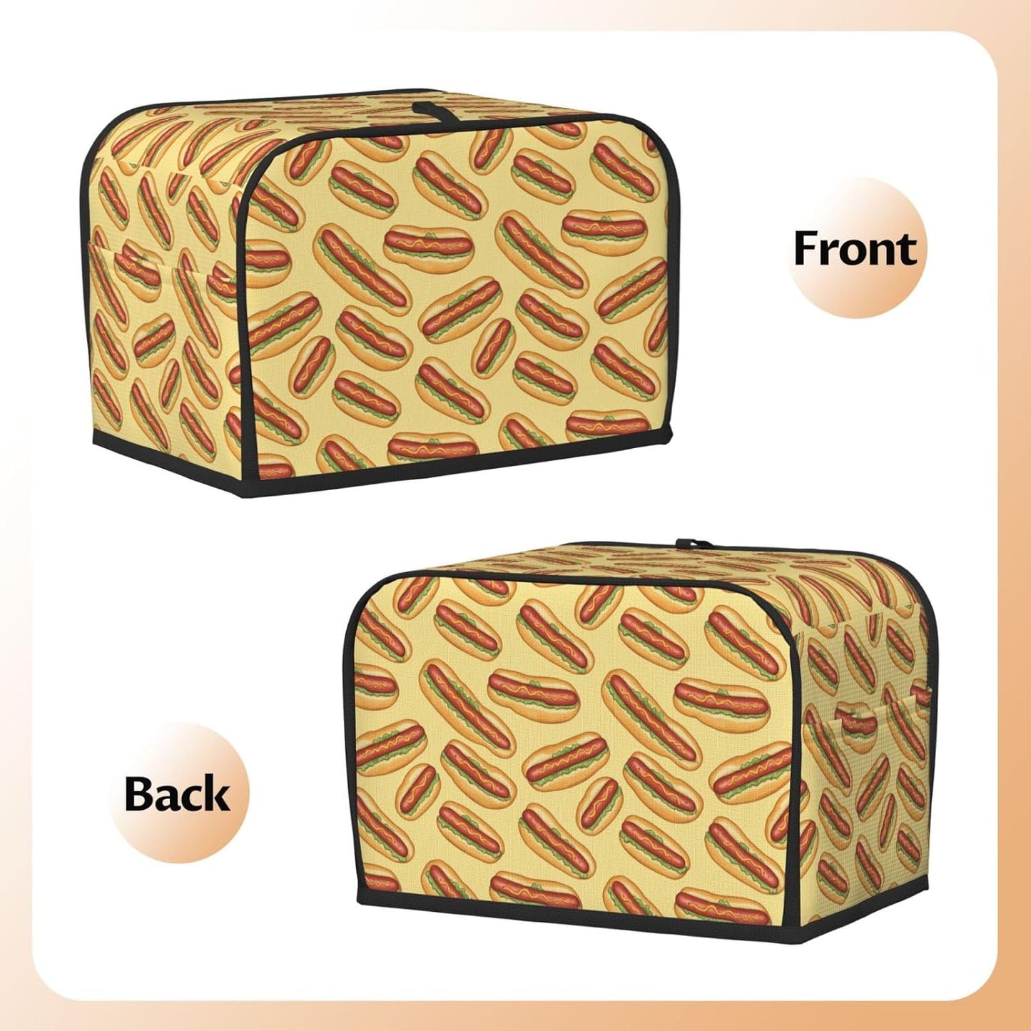 Toaster Cover 2 Slice Hotdogs Kitchen Small Appliance Covers with Pockets Dust and Fingerprint Protection