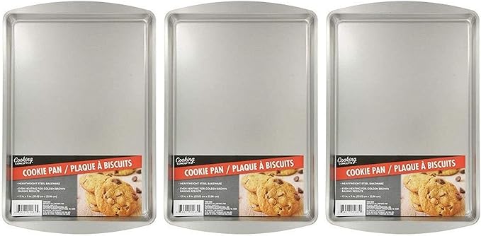 3~ Pans Baking Sheet Set 9x13 in. Cookie Flat Kitchen Non-stick Bakeware
