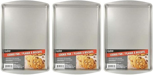 3~ Pans Baking Sheet Set 9x13 in. Cookie Flat Kitchen Non-stick Bakeware