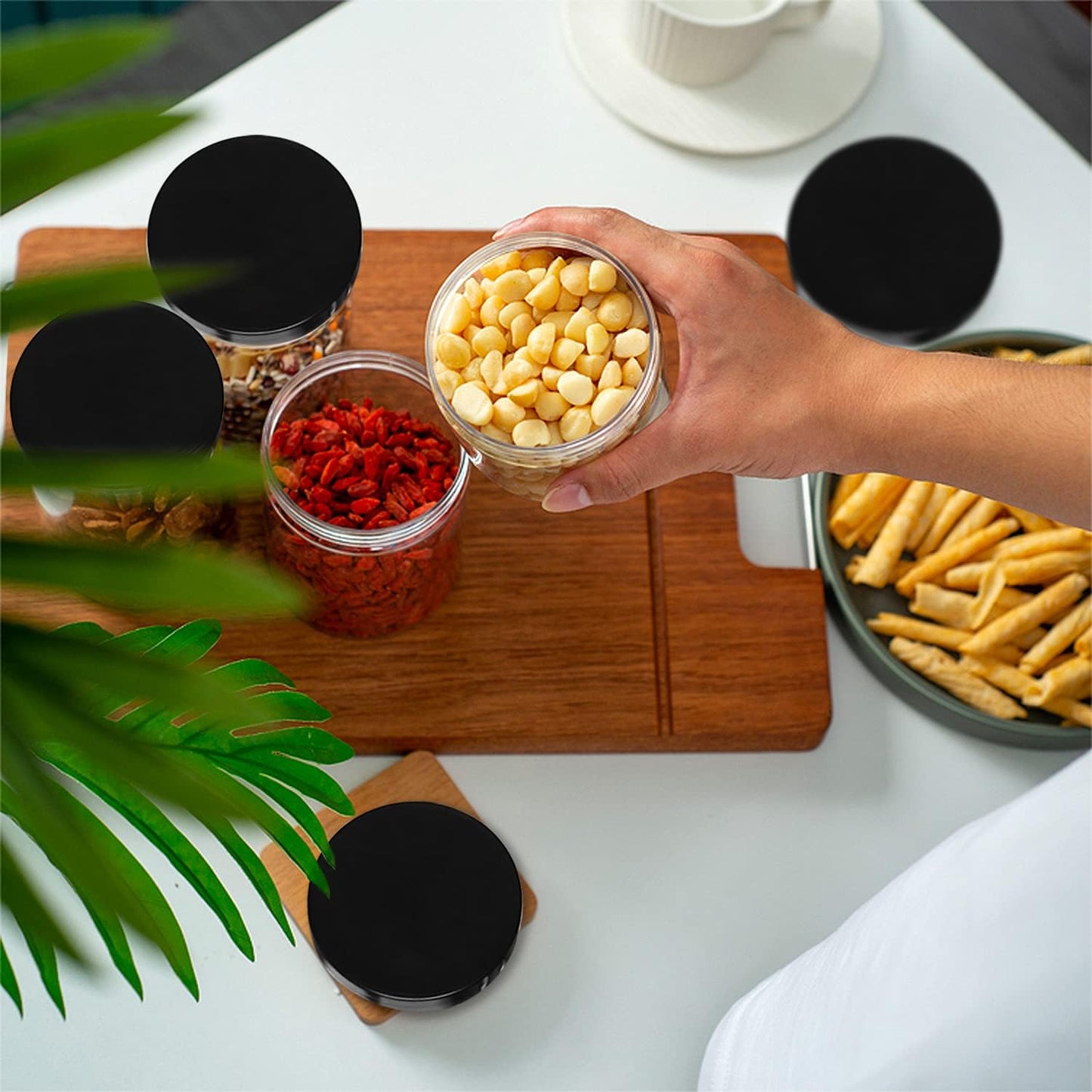 Lainrrew 8 Pcs 12oz Plastic Jars with Lids, Clear Plastic Slime Containers Plastic Round Storage Jars Container Wide Opening Storage Jars for Kitchen, Home, Crafts Storage