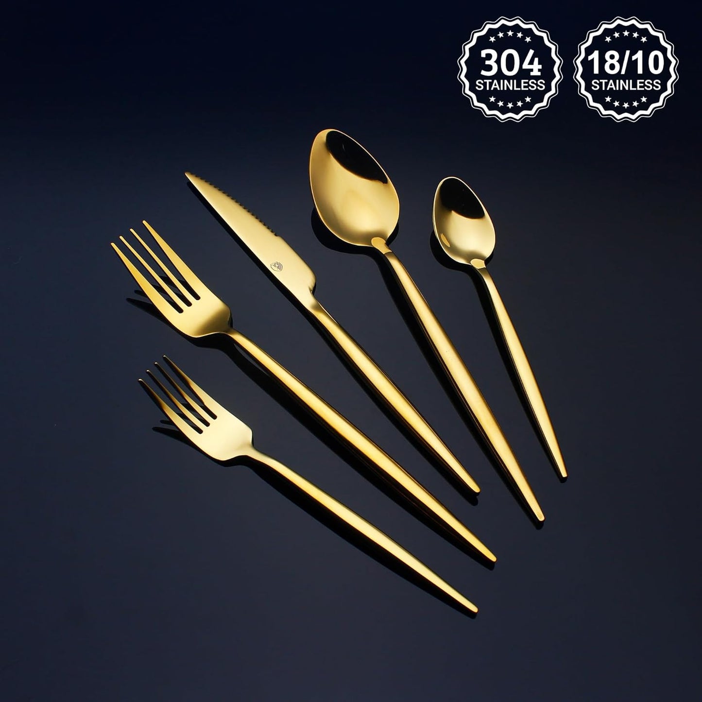 20 Piece Luxury Silverware Set for 4 Gold Mirror-Polished 18/10 Stainless Steel Heavy Flatware Set Modern Cutlery Set Knife/Fork/Spoon with Gifts for Home & Restaurant