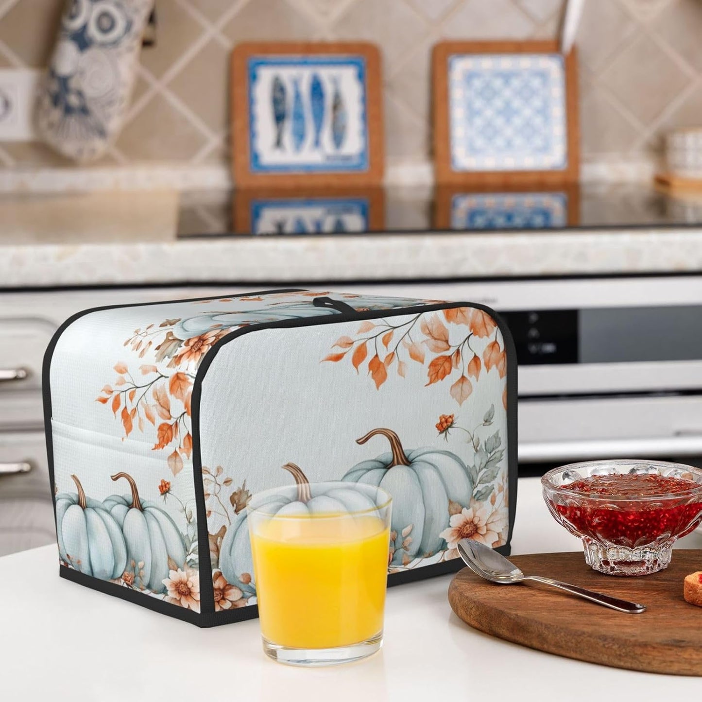 Toaster Cover 2 Slice Pumpkin Fall Leaf Thanksgiving Kitchen Small Appliance Covers with Pockets Dust and Fingerprint Protection