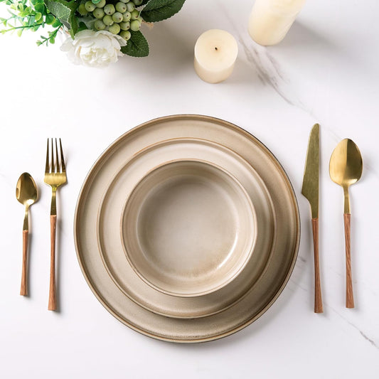 AmorArc Stoneware Dinnerware Sets,Round Reactive Glaze Ceramic Plates and Bowls Set,Highly Scratch Resistant | Dishwasher & Microwave Safe Dishes,Service for 6 (18pc)