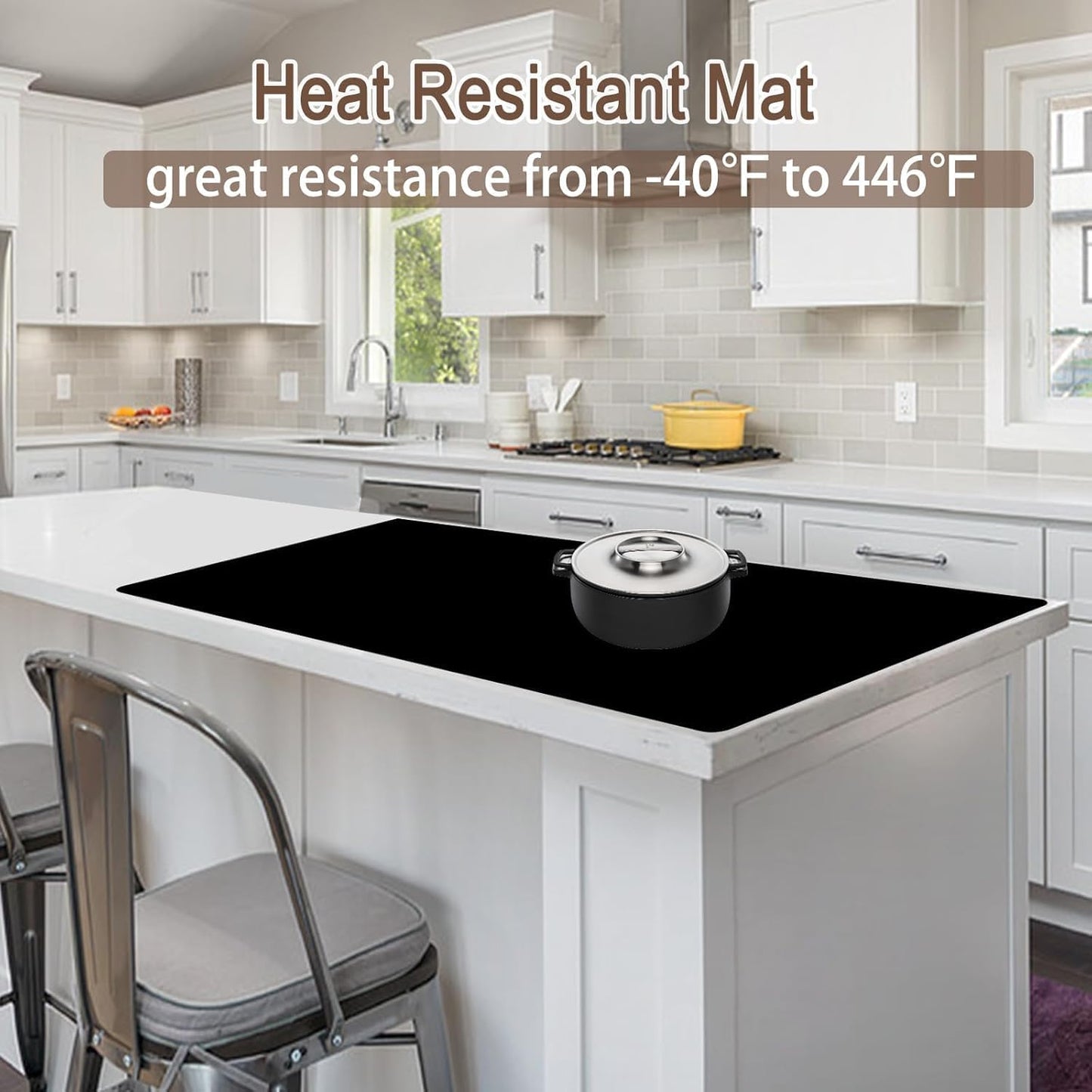 Silicone Mats for Kitchen Counter, 48"x32"(120cmx80cm) Large Heat Resistant Mat Kitchen Island Waterproof Countertop Protector Mat Nons-slip Extra Large Counter Mat, Lake Blue