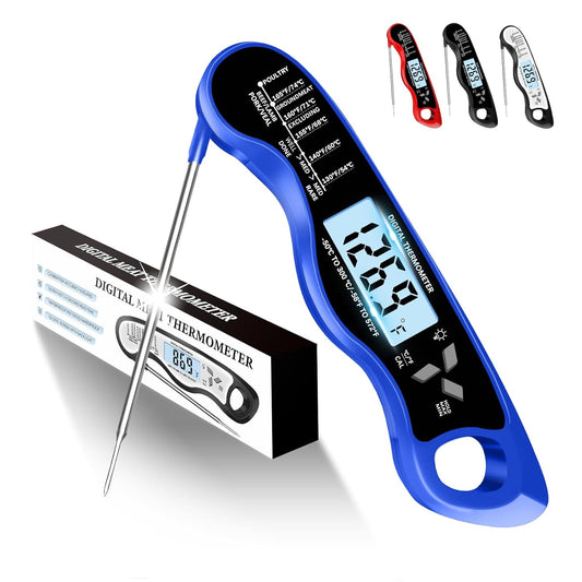 Meat Thermometer, IP67 Waterproof Digital Meat Thermometer with Backlight, Hold Function & Magnet for Grill, BBQ, Candy, Beef,Turkey，Gadgets Essentials BBQ Accessories,Mens Stocking Stuffers