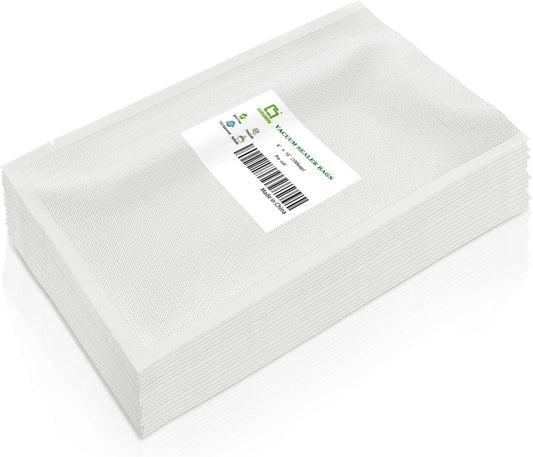 CANLENPK 6×10Inch/15x25cm Vacuum Sealer Bags,Pint SizePrecut Food Storage Bag,Seal Meal Snack Fruit Nut etc,Boil Steam Heat Freeze Safe,Commercial Grade Heavy Duty Sealable Sous Vide Bags(100PCS)