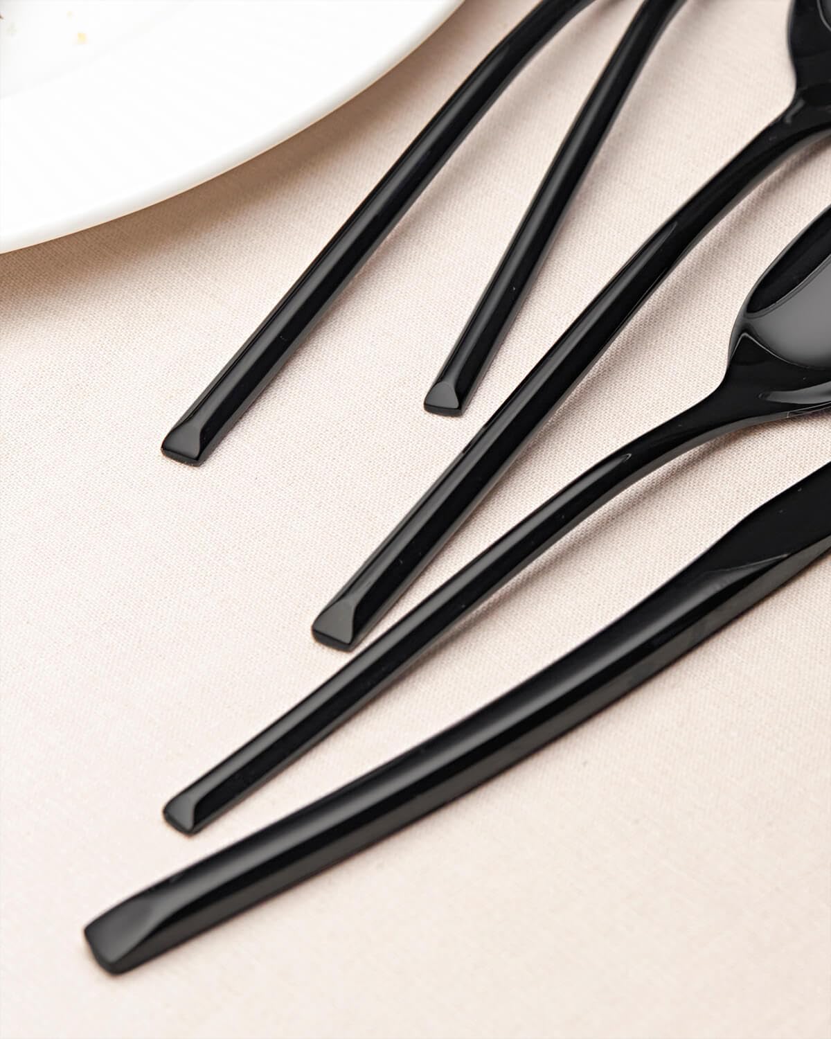 Lemeya 40-Piece Black Silverware Set for 8,Modern 18/10 Stainless Steel Flatware Set,Luxury Cutlery Set,Unique Utensils Set for Restaurant,Spoons and Forks Set,Mirror Polished,Dishwasher Safe