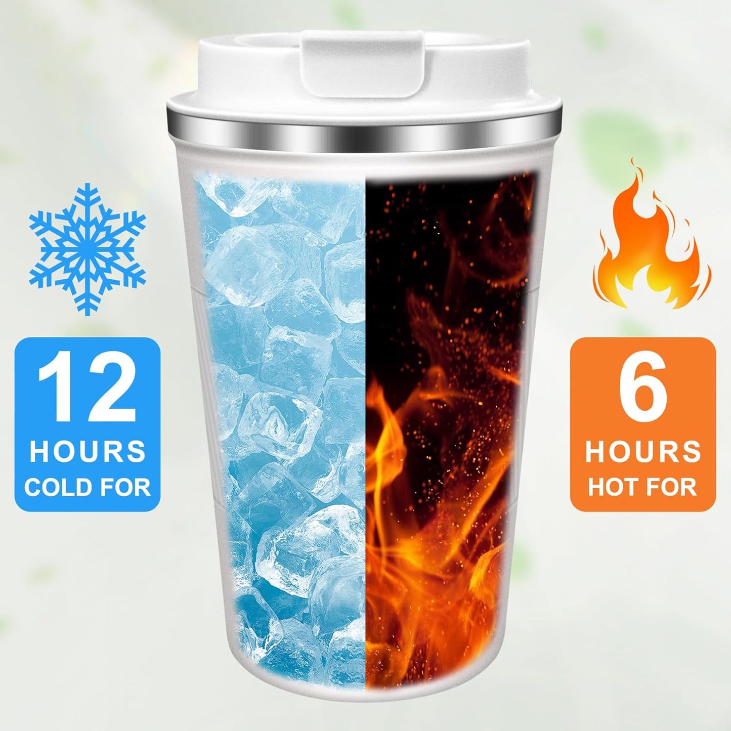 Coffee Travel Mug 12oz Insulated Coffee Mug with Lid Portable Spill-Proof Coffee Mug No Handle Reusable Stainless Steel Cup Keeps Cold and Hot Suitable for Car, Daily, Travel and Gifts