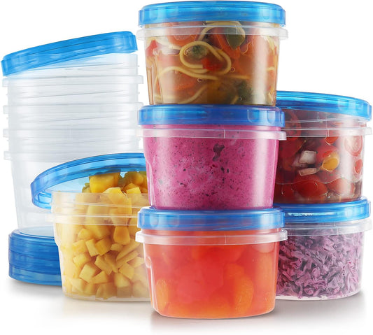 Tafura Twist Top Soup Storage Containers with Lids [16 Oz - 10 Pack] Reusable Freezer Containers for Food with Screw On Lids, 16 Ounce Food Storage Container with Cover, Leakproof, BPA Free