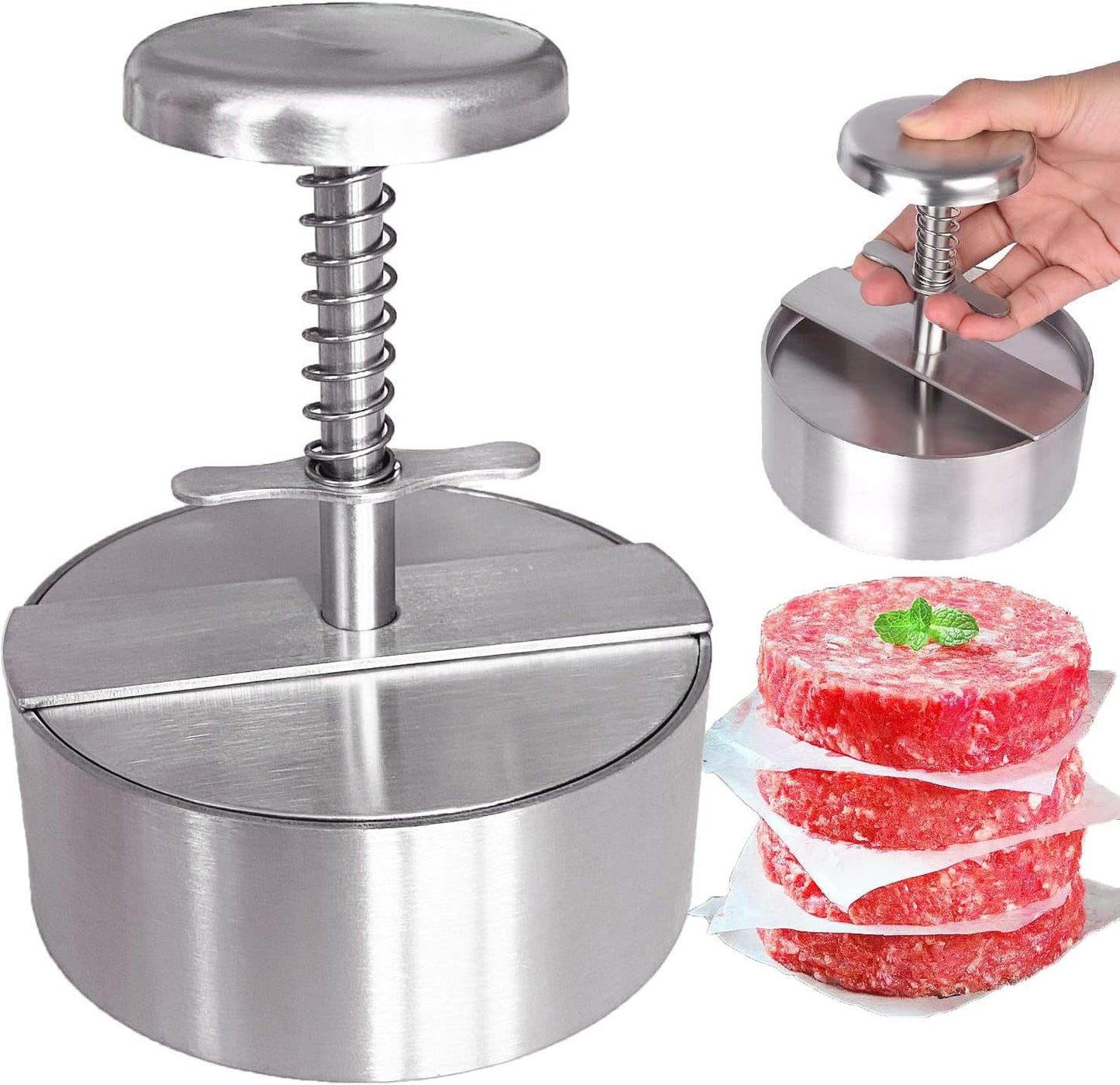 Burger Press Stainless Steel Hamburger Patty Maker Grill Griddle Flat