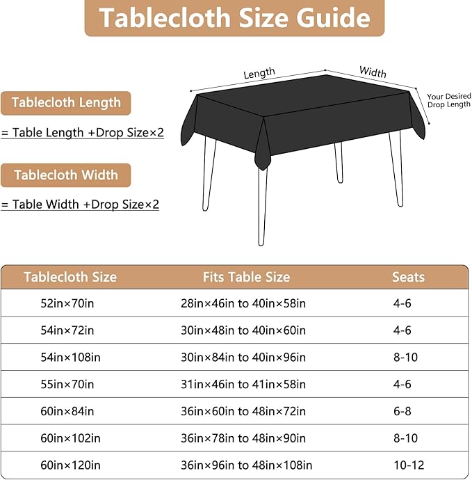 Fabric Black Rectangle Table Cloth, Faux Linen Textured Stain Resistant & Wipeable Rectangular Tablecloth, Easy Clean for Dinning Banquet Party, 60 x 120 Inch