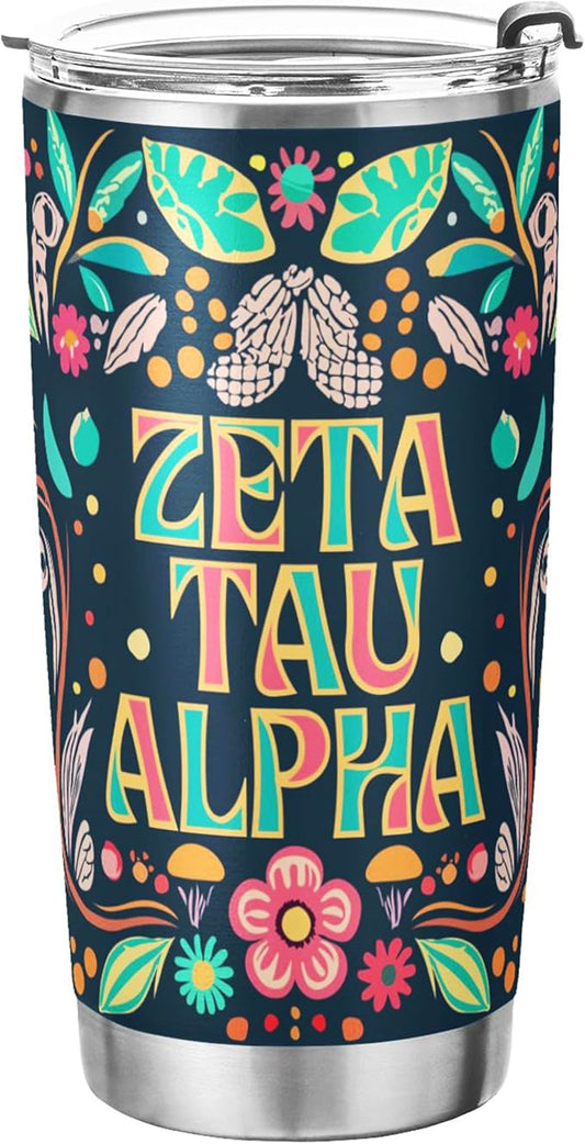 Zeta Tau Alpha Paraphernalia Officially Licensed - 20 oz Stainless Steel Insulated Sublimation Tumbler - Colorful