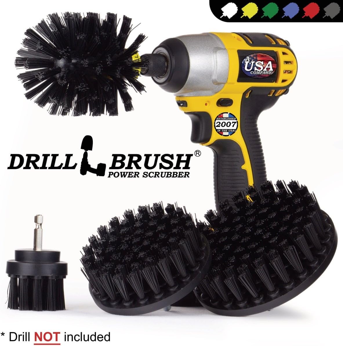 Drillbrush BBQ Grill Cleaning Kit - Safe Nylon Grill Brush | Drill Brush Set - Ultra Stiff Power Scrubber Attachments for Loose Paint, De-Scaling Rust and Graffiti Removal on Stone, Brick and Masonry