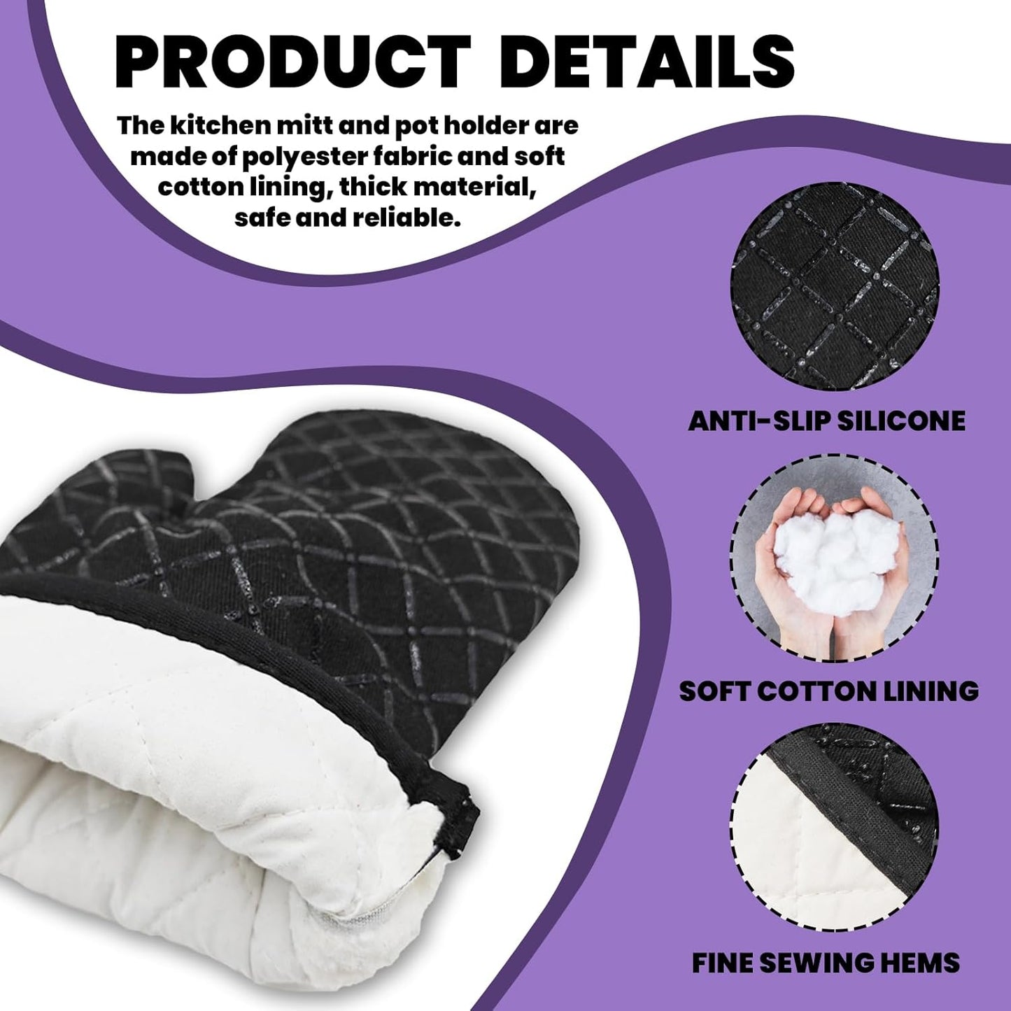 Funny Baking Oven Mitts and Pot Holders（Set of 2） That's What I Do I Bake and I Know Things Heat Resistant Kitchen Mitts Silicone Non-Slip Oven Mitts Funny Baking Accessories for Baker Chef