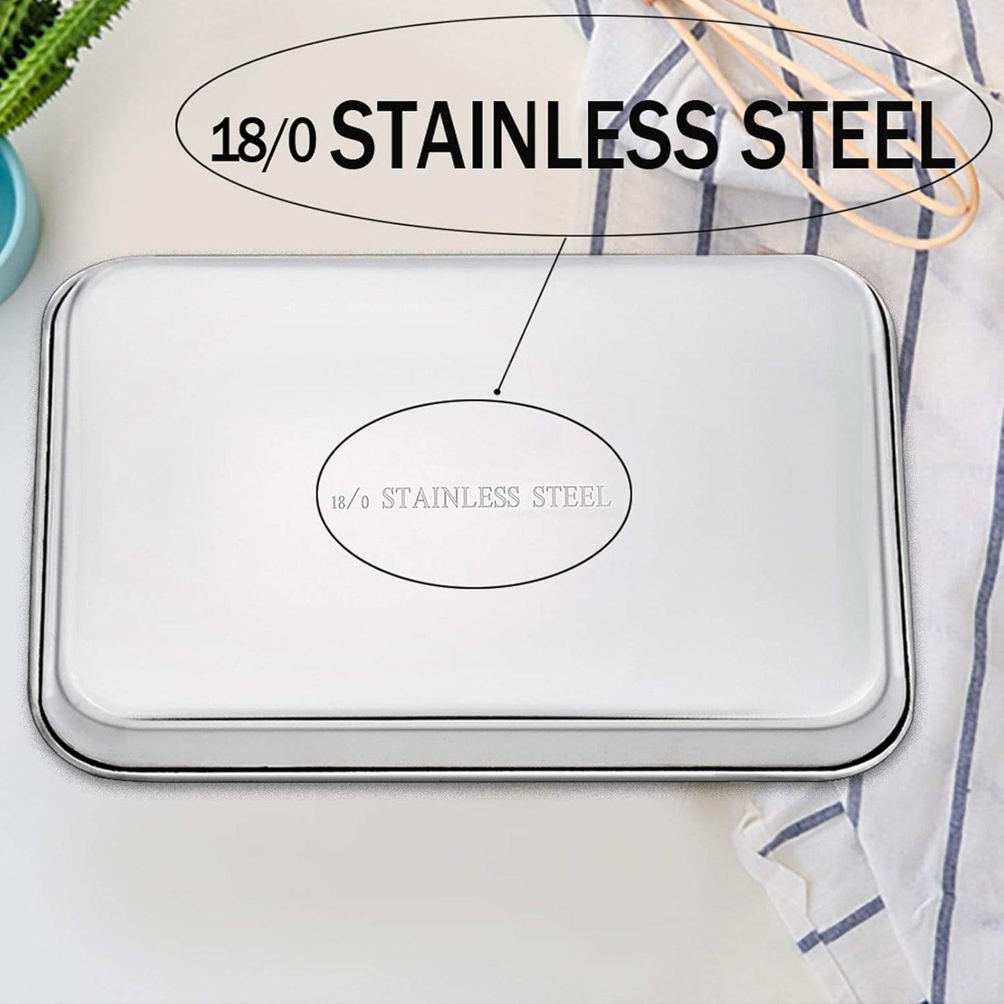TeamFar Toaster Oven Pan, Stainless Steel Toaster Oven Tray Quarter Sheet Pan, 12.4’’x 9.7’’x1’’, Non Toxic & Healthy, Rust Free & Mirror Finish, Easy Clean & Dishwasher Safe