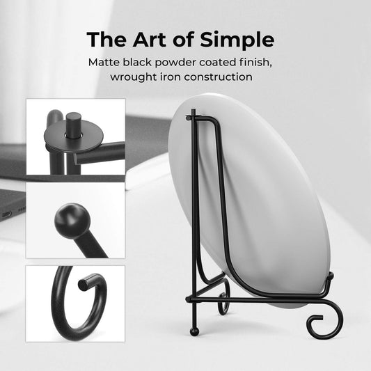 TR-LIFE 4 Pack Plate Stands for Display - 10 Inch Plate Holder Display Stand + Metal Easel Stand for Picture Frame, Decorative Plates, Book, Photo, Collectibles (4 Pack)