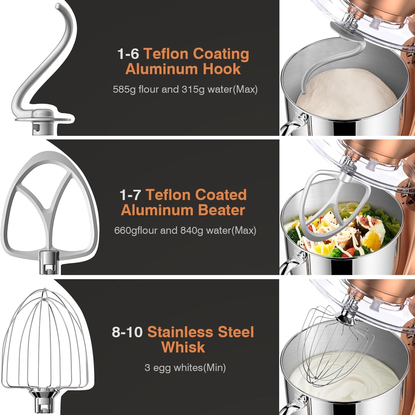 Mini Angel Stand Mixer,10-Speed 5QT Kitchen Electric Mixer,Tilt-Head Food Mixer with Dough Hook, Wire Whisk, Flat Beater, Stainless Steel Bowl (Champagne)