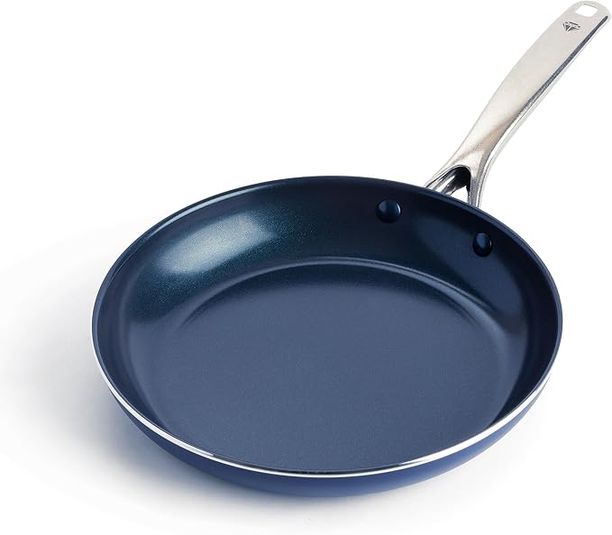 Blue Diamond 10" Nonstick Frying Pan Skillet, Diamond Infused PFAS & PTFE-Free Ceramic Pot, Dishwasher & Oven Safe, Stay Cool Handle, Durable Non Toxic Metal Utensil Safe, Egg & Omelet Pan, Blue