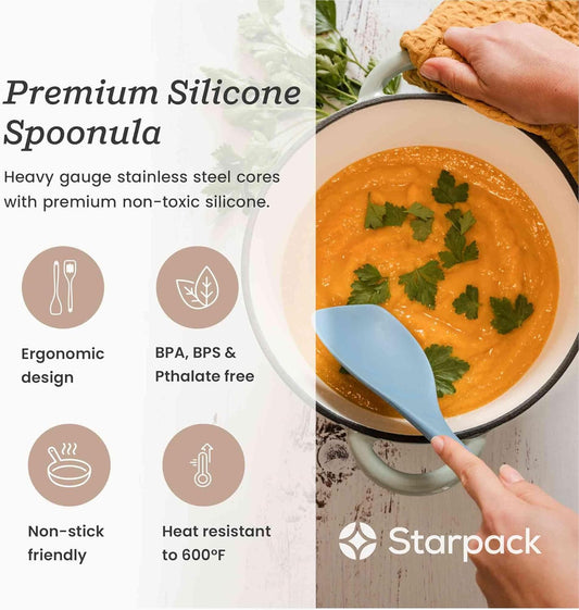Starpack 'The All Rounder' Premium Silicone Spoonula Spatula - Up to 600°F Heat Resistant Spatula Spoons - Best Silicone Spoonulas - Rubber Spoon Spatulas - Kitchen Spoon Spatulas for Cooking