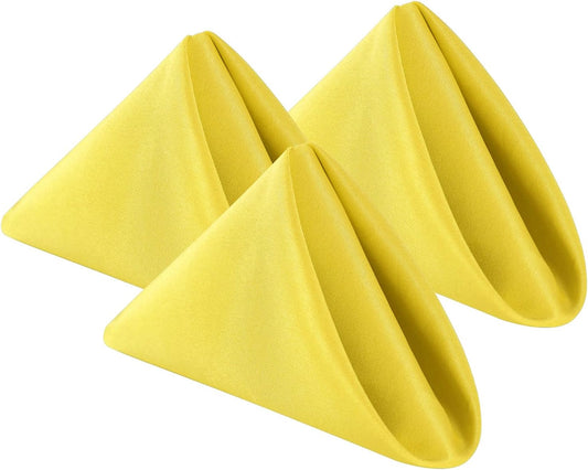 Bailarina Cloth Napkins Set of 120,17x17 inches Dinner Napkins Cloth Washable,Polyester Square Table Cloth Napkin Bulk with Hemmed Edges Ideal for Banquets, Parties and Weddings-Yellow