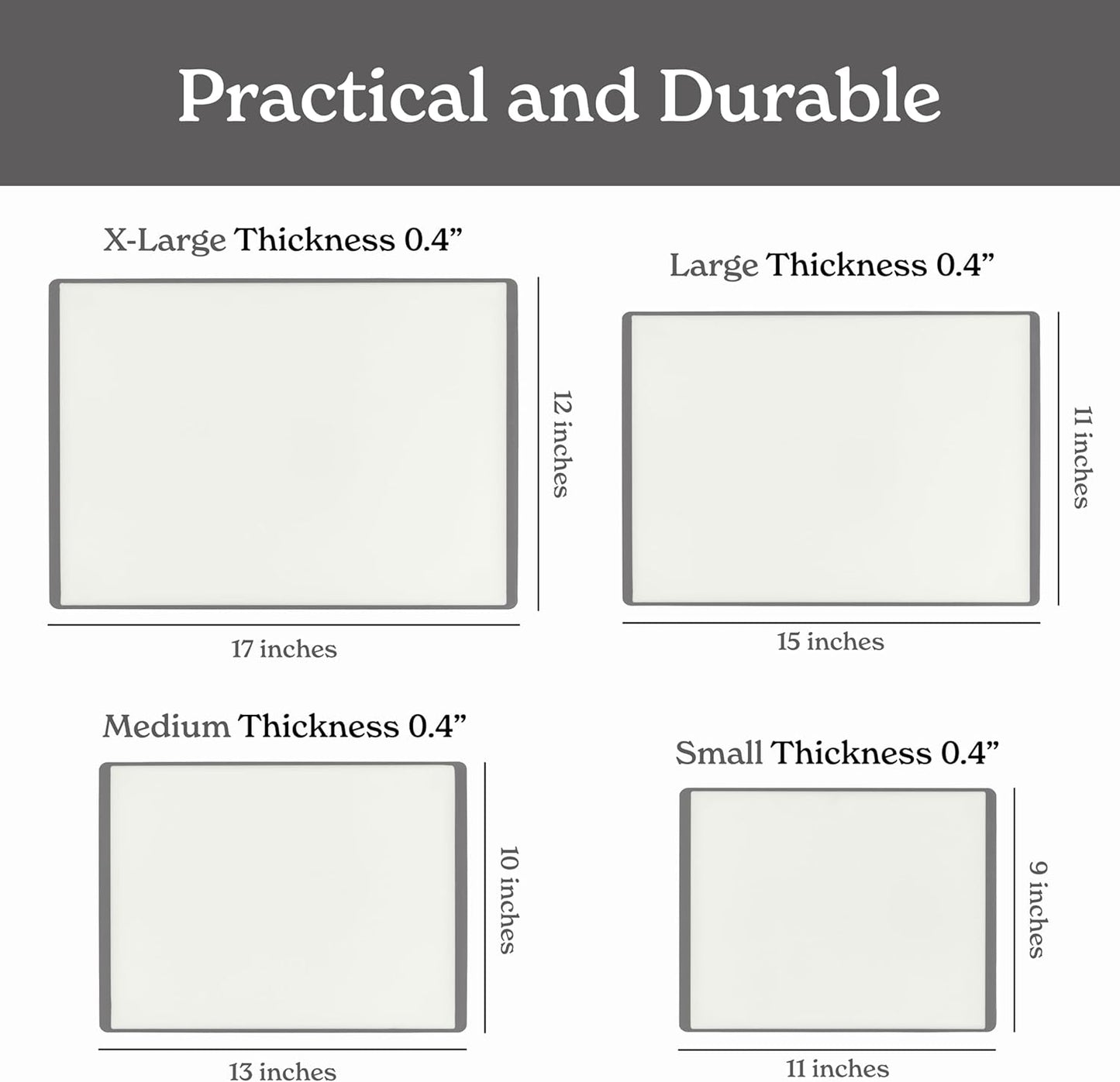 SMIRLY Plastic Cutting Board Set with Holder 4 Pieces, Non-Slip Dishwasher Safe Chopping Boards for Kitchen, Grey & White