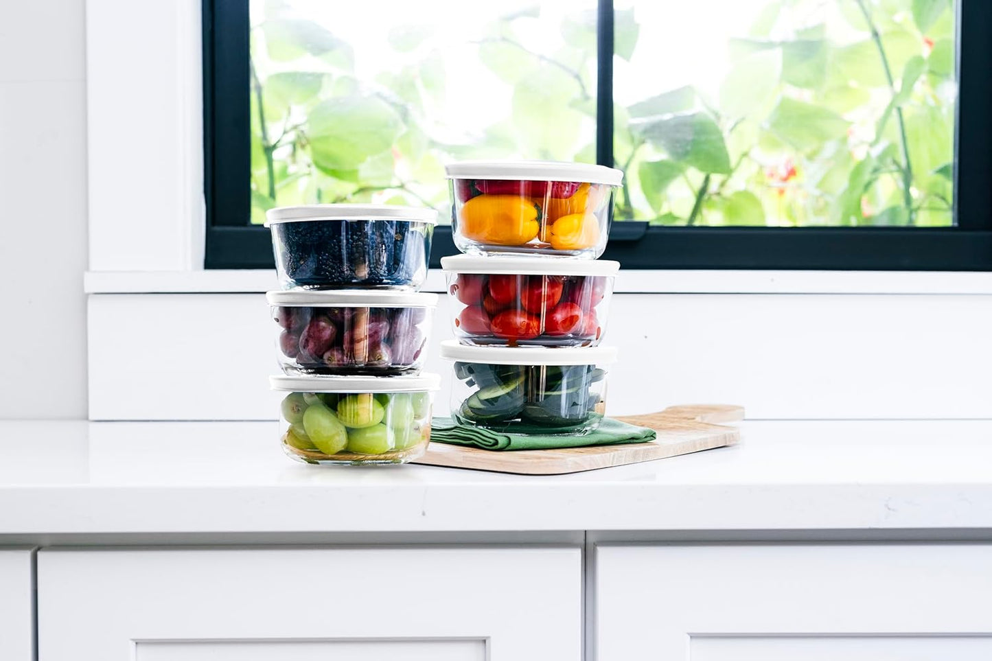 DURA LIVING 12-Piece Glass Food Storage Containers Set (6 Containers + 6 BPA-Free Lids) | 2-Cup, Leakproof | Microwave, Freezer, Oven & Dishwasher Safe | Ideal for Meal Prep & Pantry Organization