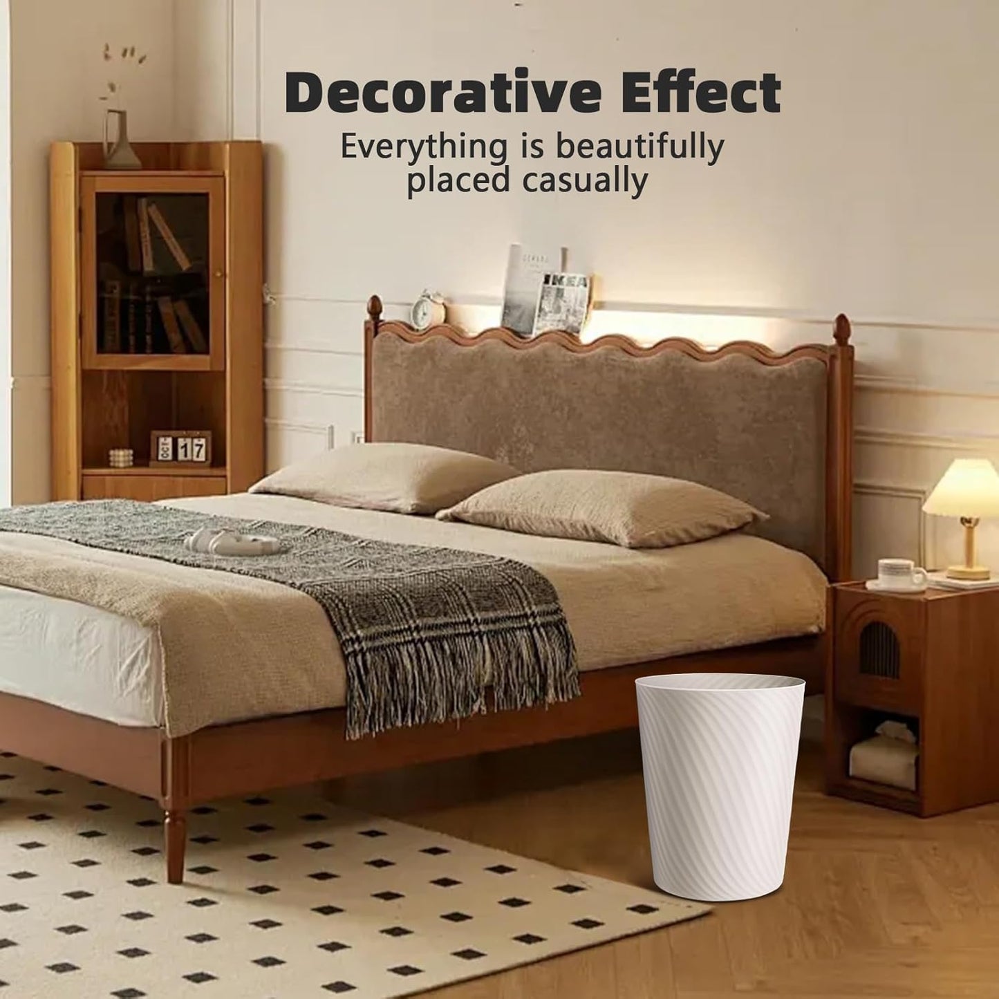 Small Trash Can 1.8 Gallons, Bathroom Trash Can & Garbage Can with 6 Trash Bags, Bedroom Trash Bin & Waste Basket for Office, Bedroom, Living Room, Kitchen, Compact Space (6-White)