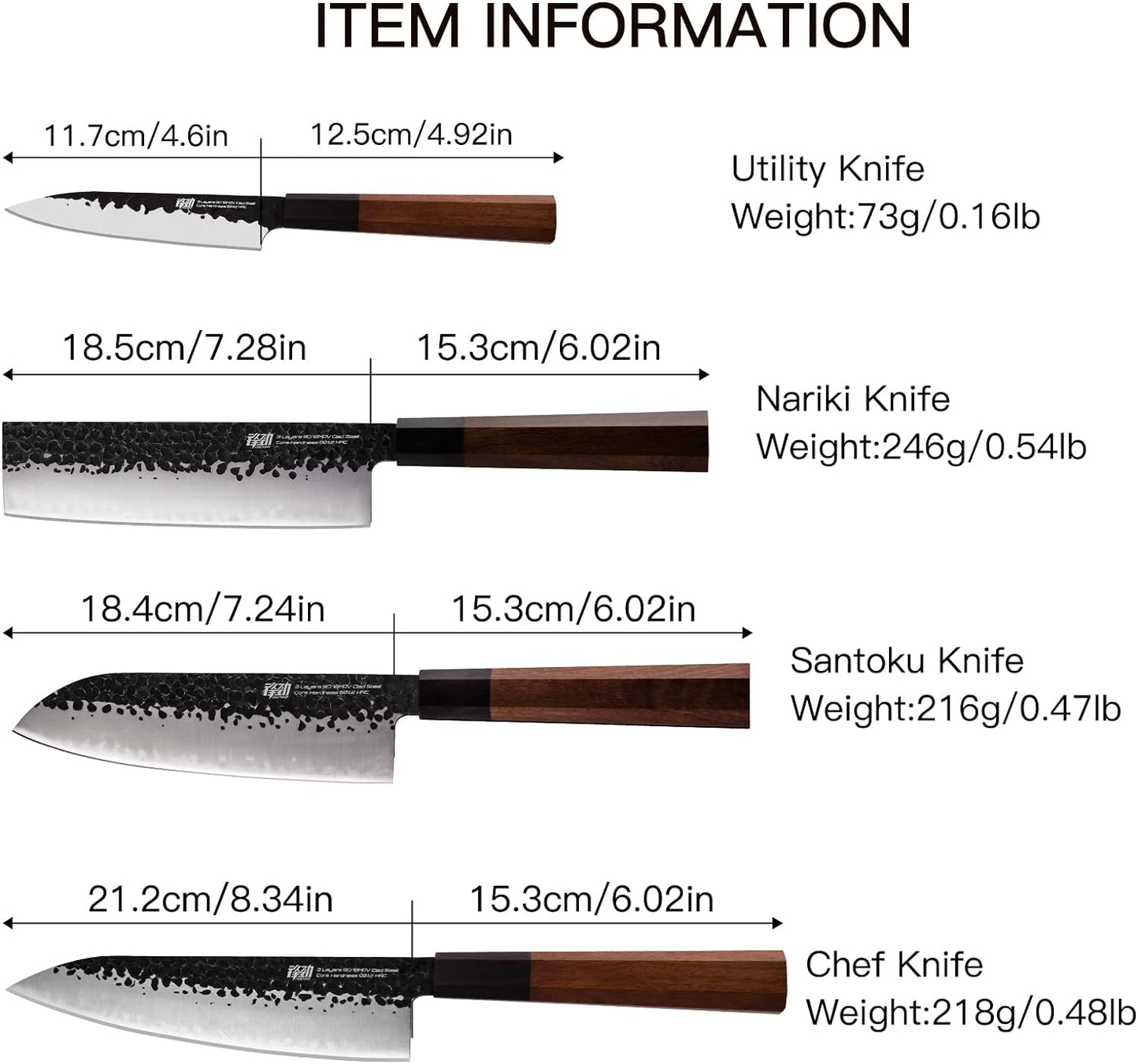 FINDKING Dynasty Series 4PCS Kitchen Knife Set, Professional Japanese Chef Knife Set, 9Cr18MoV High Carbon Steel Blade, African Rosewood Octagonal Handle, for Meat, Fruits, Vegetables