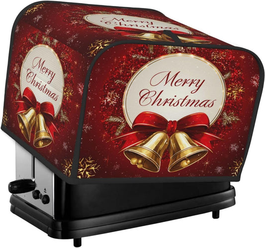 Toaster Cover 4 Slice Christmas Bells Red Xmas Kitchen Small Appliance Covers with Pockets Dust and Fingerprint Protection