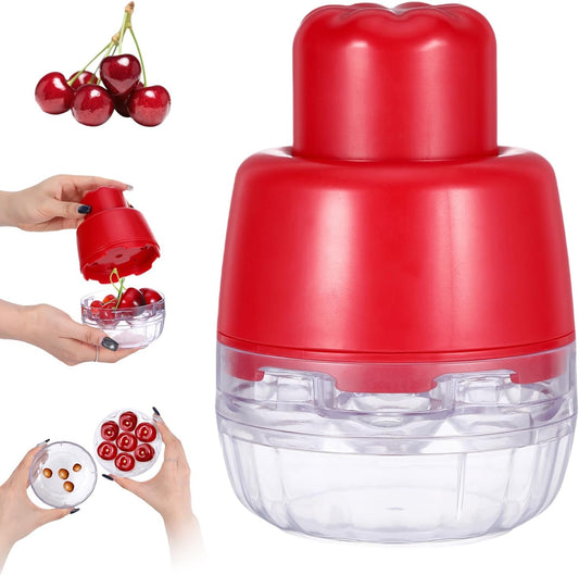 7-In-1 Cherry Pitter Tool Pit Remover,Multiple Olive Pitter Tool,Cherry Seed Remover,Fruit Corer Tools for Kitchen,Cake Shop,Fruit Salad for Home Kitchen Tools(Red)