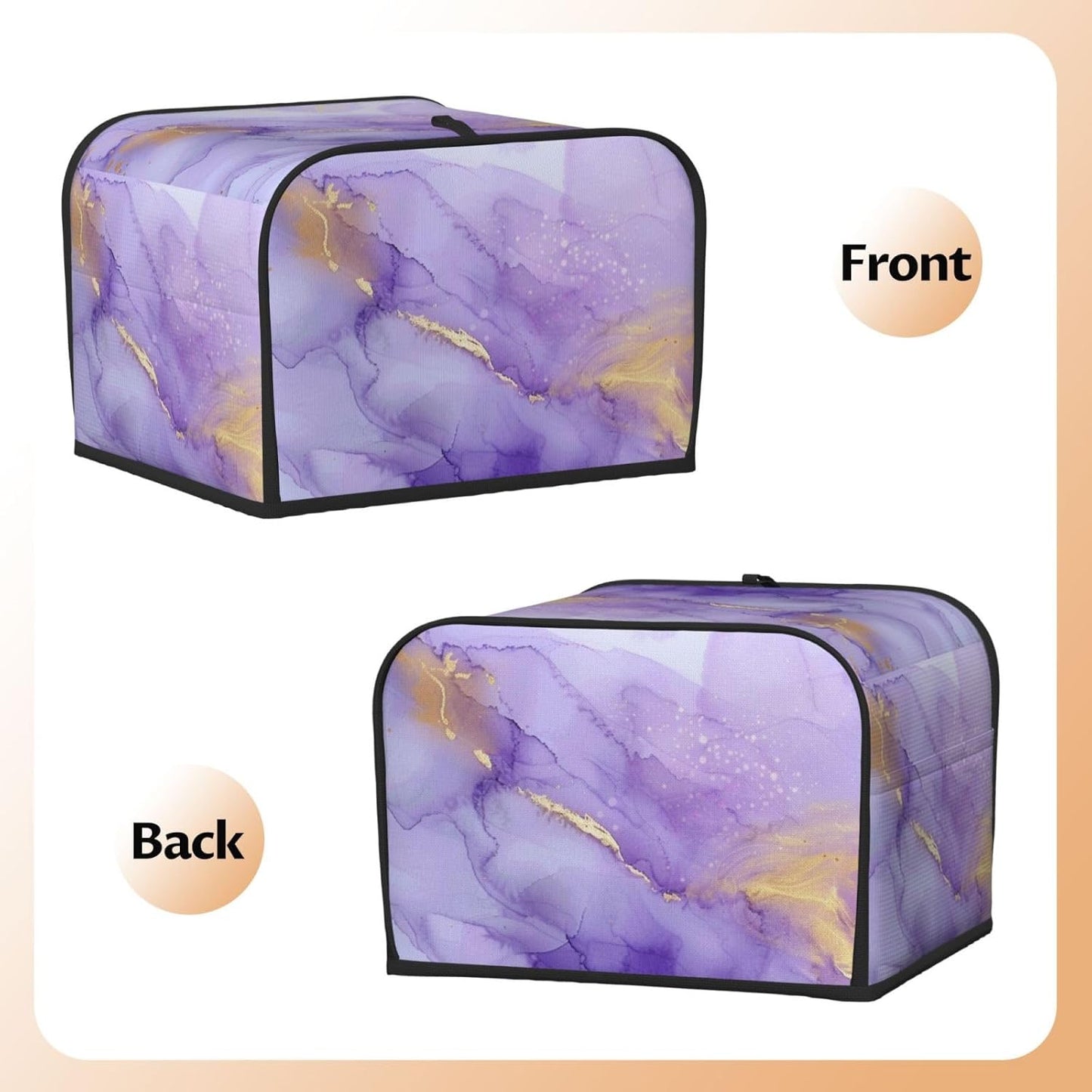 Toaster Cover 4 Slice Pastel Purple Marble Kitchen Small Appliance Covers with Pockets Dust and Fingerprint Protection