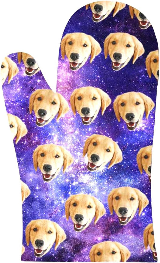 Customized Dog Oven Mitt with Picture, Personalized Photo Oven Mitt with Your Photo Customized Unisex Cat and Dog Mitt Gifts - Stars