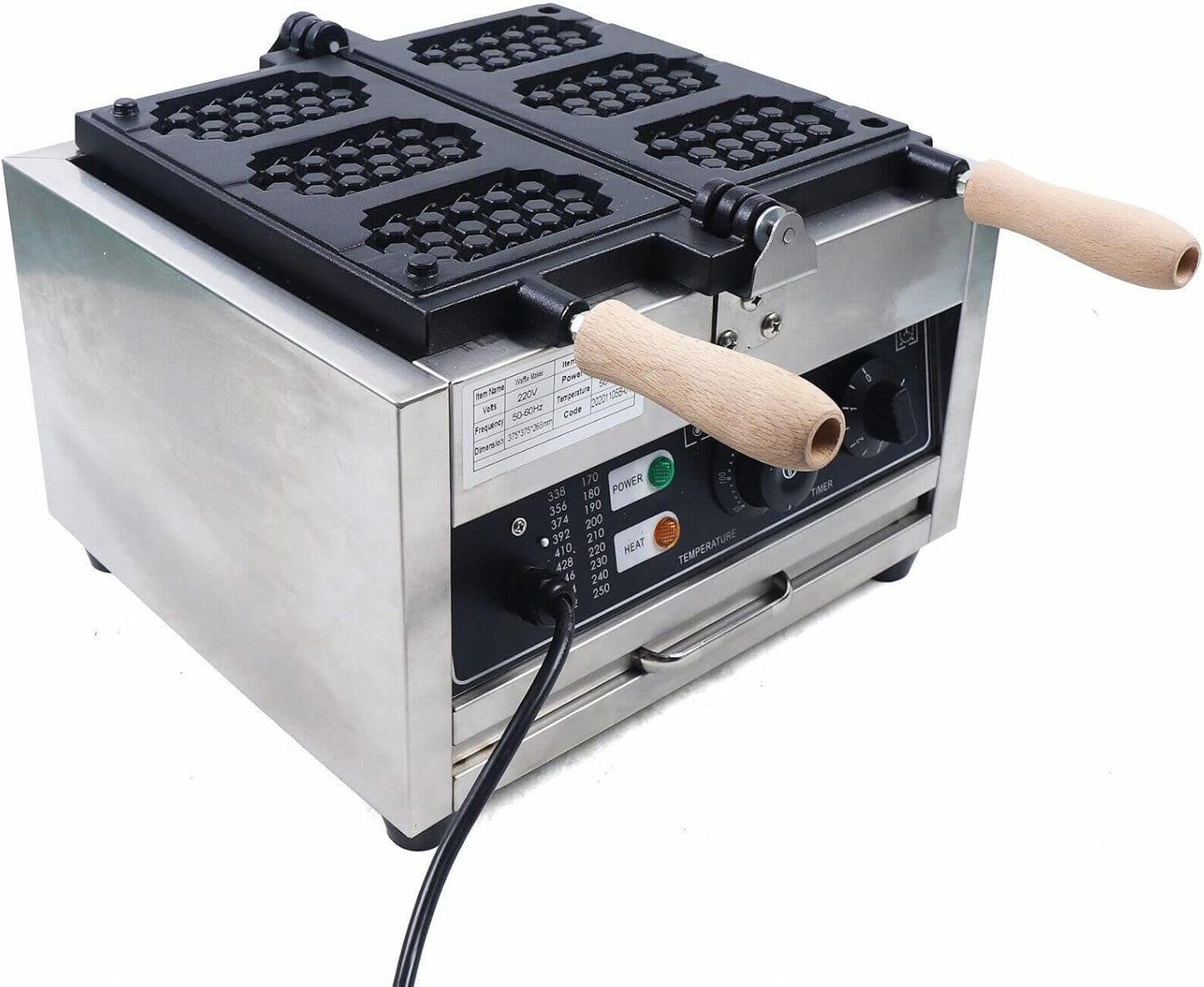 3 Grids Flip Waffle Maker 1500w Electric Waffle Iron with Non-Stick Coating 50-300°C Adjustable Temperature Waffles Machine with Thermostat & Timer Control Knobs