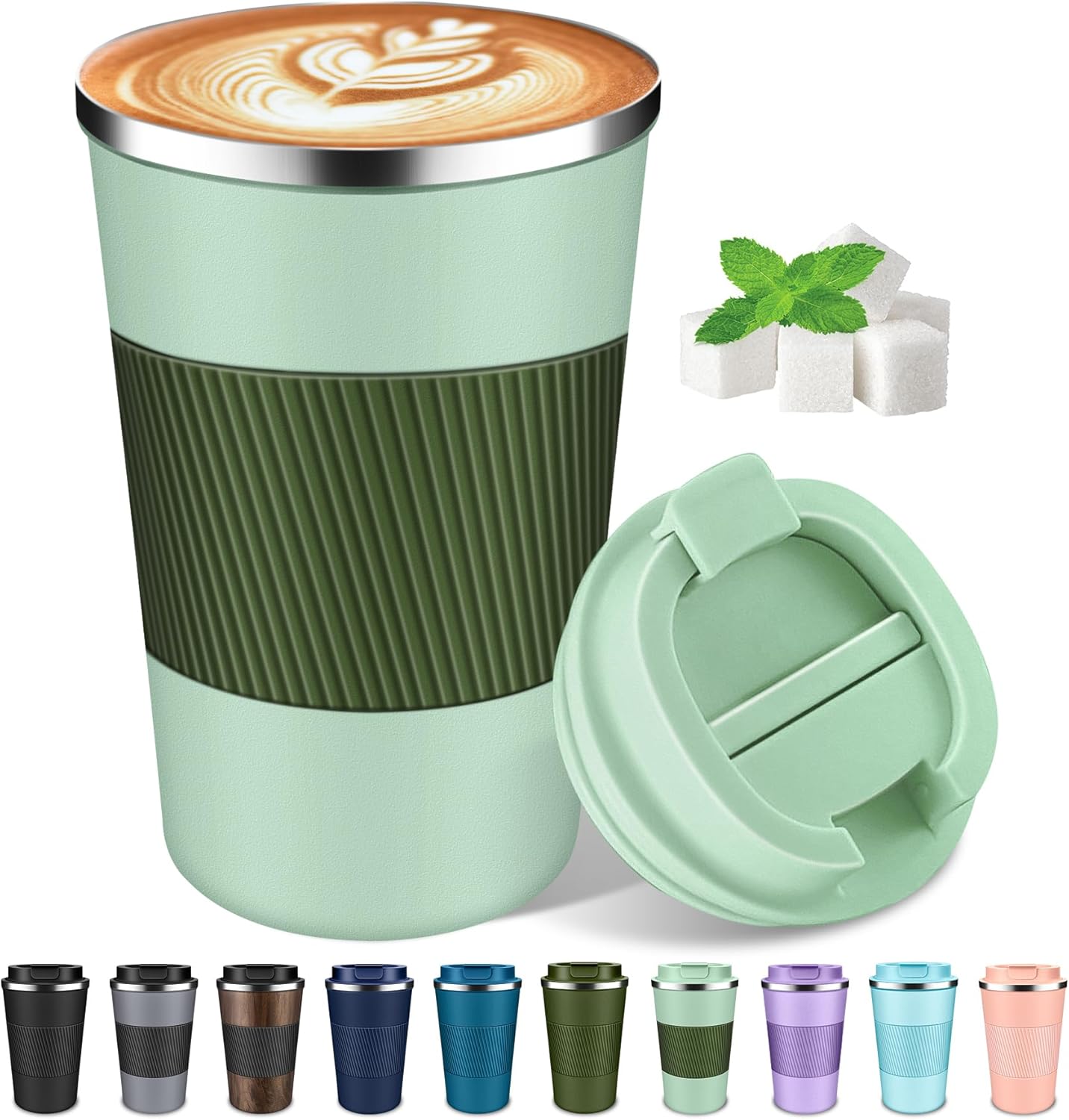 Coffee Travel Mug 12oz Insulated Coffee Mug with Lid Portable Spill-Proof Coffee Travel Mug No Handle Reusable Stainless Steel Mug Keeps Cold and Hot Suitable for Car, Daily, Travel and Gifts