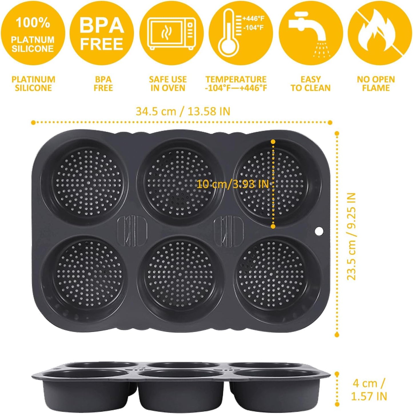 Silicone Bread Loaf Pan with Oil Brush, Nonstick Sourdough Loaf Pan, Silicone Molds for Baking English Muffins, Hamburger, Whoopie Pies, Egg bites, Corn Bread, Tarts