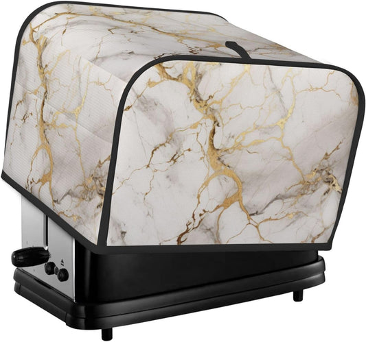 Toaster Cover 4 Slice Marble Gray Gold White Kitchen Small Appliance Covers with Pockets Dust and Fingerprint Protection